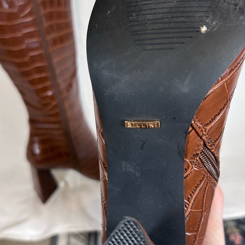 Billini Chocolate Croc Knee High Boots - Picture 5 of 6